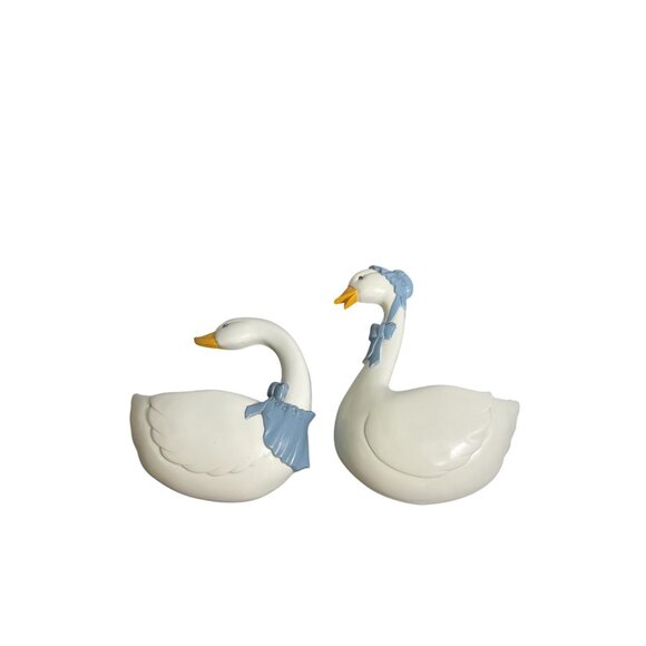Burwood Prod. Co. Swan Wall Plaque Set 1987 Made In USA White & Blue - Picture 1 of 6